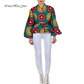 Afriška Oblačila za Ženske z Dolgimi Rokavi Afriške Natisne Afriki Bluzo Ženske Ankara Vrhovi Afriki Plus Velikost Oblačila Majica WY7803