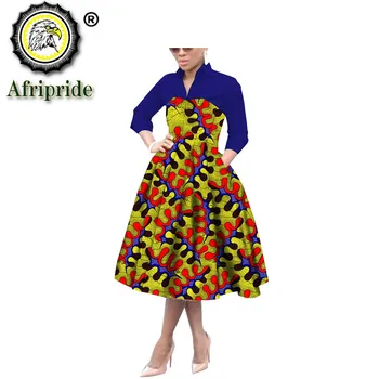 Afriške tiskanja obleke za ženske dashiki obleke a-line shirt obleko s pocket stranka priložnostne ankara vosek batik AFRIPRIDE S1925109