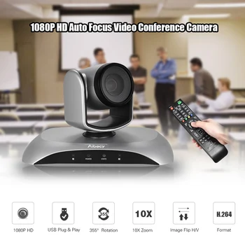 Aibecy 1080P HD USB Video Konference, Kamere, 10-KRATNI Optični Zoom AF Samodejno Skeniranje Plug-N-Play z Ir Daljinski upravljalnik za podjetja