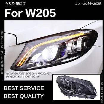 AKD Avto Styling Glavo Svetilka za Benz W205 Žarometi-2020 C180 C200 C260 C300 Vse LED Smerniki LED DRL Auto Dodatki