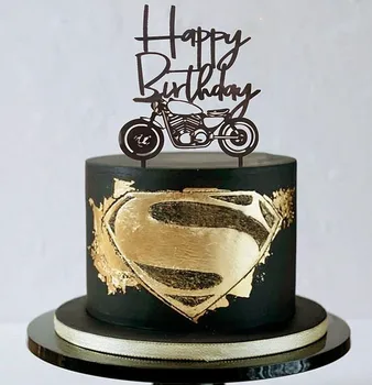 Akril Black Motocikel Torto Pokrivalo Skuter Happy Birthday Cake Pokrivalo za Človeka, Rojstni dan ali Fant, Rojstni dan