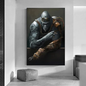 Akvarel Tatoo Gorilla Opica Portretno Slikarstvo Plakatov In Fotografij Smešno Živali Slike Na Wall Art Okras Za Prostor