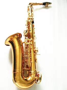 Alto saksofon Debelo-Vroče PRODAJE Alto Eb Zlati Sax Ravno glasbila strokovno saksofon Ustnik in v primeru