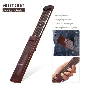 Ammoon Prenosnih Pocket Akustično Kitaro Praksi Orodje Trener, 6 String 6 Fret Model Fretboard Lesa Zrn za Začetnike Učenec
