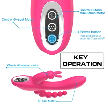 Analni Vibrator Trojno Krivulja ponovno Polnjenje Klitoris Stimulator Dildo 12 Funkcijo Rabbit Vibrator za G-spot In P-spot Sex Igrače Za Ženske