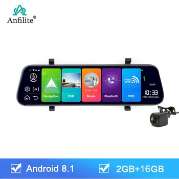 Anfilite 10 inch 4G Avto DVR Kamera Android 8.1 GPS Avtomobilskih Video Snemalnik Rearview Mirror 1080P Kamera Dash Cam navigator