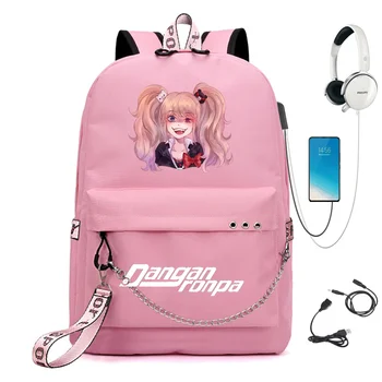 Anime Danganronpa monokuma Nagito Komaeda USB Charge Nahrbtnik moški Šolske torbe Ženske Potovanja torba za prenosni računalnik Mochilas
