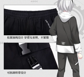 Anime NieR:Automata YoRHa No. 2 Tip B Cosplay Jeseni, Pozimi Moški Ženske Kapičastih pulover majica Priložnostne hlače hlače Obleko