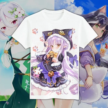 Anime Princesa Povezati! Re:Potop Kyaru cosplay T-Shirt cat majica s kratkimi rokavi Moda Poliester Ženske Moški Tees Vrh