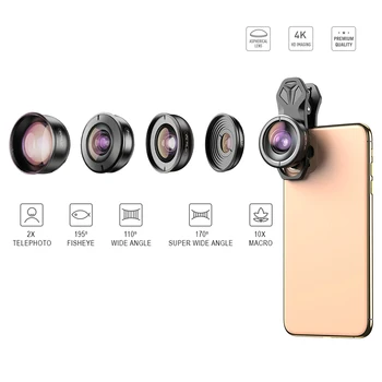 APEXEL HD 5 v 1 Telefon Objektiv kamere 4K Široko makro portret super Fisheye Objektiv CPL Filter za iPhone12 vsi pametni telefon objektiv