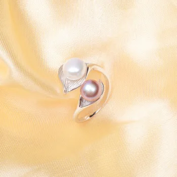 ASHIQI s925 sterling srebrni prstan 7-8 mm Naravnih sladkovodnih Biser nakit za ženske, LJUBEZEN Srce