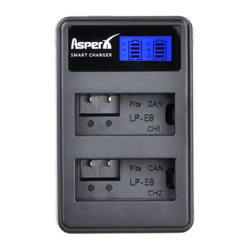 AsperX LP-E8 LP-E8 LPE8 Baterija LCD USB Dvojni Polnilnik za Canon EOS 600D 650D 550D 700D T4i T5i Rebel T2i