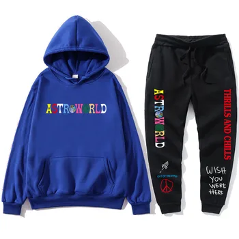 ASTROWORLD videz mama sem lahko letijo hoodie Travis Scott Astroworld hoodie 2019 Darilo Tiskanja Moških Hip Hop Puloverju Majica+hlače