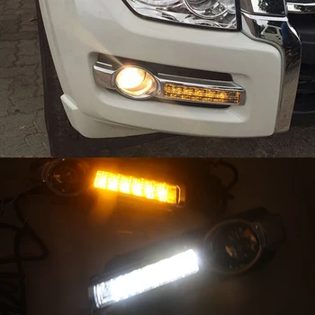 Avto DRL LED Dnevnih Luči Za Mitsubishi Pajero Montero V93 2016 2017 2018 Rumena Signal Funkcija Meglo Žarnica 12V