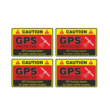 Avto Nalepka 4X Pozor GPS Sistem za Sledenje Zavarovanih Avtomobilov, motornih Koles Zunanjost Dodatki, PVC Nalepke,8 cm*5,2 cm