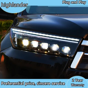 Avto Styling za 2018-2019 Novo Highlander Žarometi VSE LED Smerniki DRL Bi-LED Objektiv Visoka Nizka Žarek LED z dinamično obrnite signl