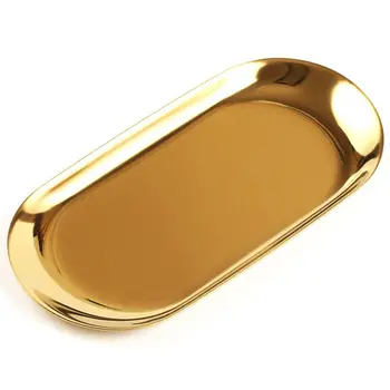 AYHF-Kovinski Shranjevanje Pladenj Zlato Ovalne Pikčasto Sadje Ploščo Majhnimi Predmeti Nakit Zaslonu je Pladenj Ogledalo