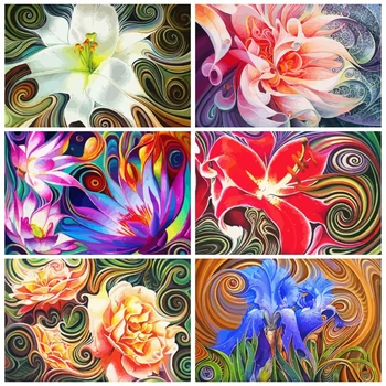 AZQSD Odraslih Barve Z Številkami Cvetlični DIY Unframe Doma Dekoracijo Akril Barve, Olje, Barvanje Z Številkami Abstraktna Umetnost Edinstveno Darilo