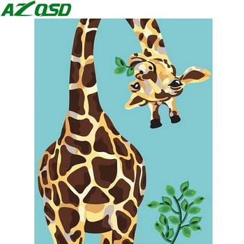 AZQSD Olje, Barvanje Z Številkami Žirafa Platno Slikarstvo Kompleti Dekor Za Dom Barvo S Številko Unframe DIY Doma Dekoracijo