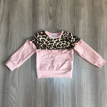 Baby dekle obleko dekleta jeseni, pozimi raglans dekleta aqua vrh z leopard print