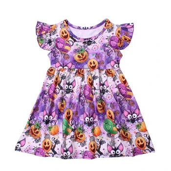 Baby dekleta Halloween obleko baby otroci tovornjak bučna vijolično vrh pade clotheschildren dekliška oblačila, otroci jeseni obleko dekleta multicolo