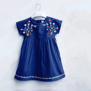 Baby dekleta vezenje obleko Poletje Princesa Obleko za Dekle Rojstni dan Obleko Dekle Obleko Bombaž