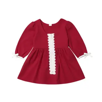 Baby Girl Obleke Malčka Jeseni Dolg Rokav Obleka Priložnostne T-shirt Obleko A linija Obleke