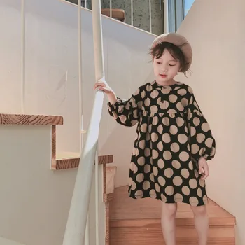 Baby Princesa Obleko Dekleta Pika Obleko Bombaž Otrok Bombaž Obleko za Otroke Svoboden Malčka Srčkan Obleko z Dolgimi Rokavi 2020 Novo,#3437