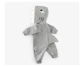 Baby Sprednji Žep Plašč Oblačila Hooded Igralne Obleke Visoke Kakovosti Otroci Ocean Risanka Živali, Morskega Psa, Kostume Čudno Bebe Jumpsuits