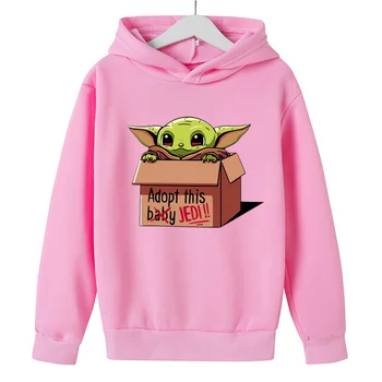 Baby Yoda Risanka Shirt za Dekleta, Otroci, Oblačila, 4 Do 14T Bombaž Fant Pade Oblačila Teenages Hoodie Kawaii Oblačila Otrok Majica