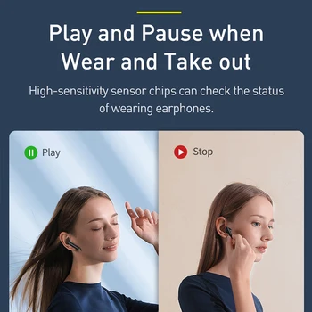 Baseus W05 TWS Bluetooth Slušalke Brezžične 5.0 Pravi Brezžični HD Slušalka Stereo Slušalke V Ušesa Slušalke Za iPhone 12 Pro Xiaomi