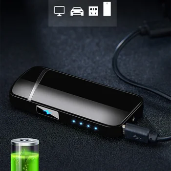 Baterija Zaslon Dvojno Loka Impulz Lažji Polnilne USB Elektronski Vžigalnik Moške Smart Pripomočke Plazme Vžigalniki za Cigare