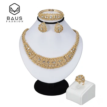 BAUS Dubaj zlato nakit kompleti za ženske big Ogrlica afriške kroglice nakit set materinski Dan darilo Stranka, Nevesta, razkošje nakit set