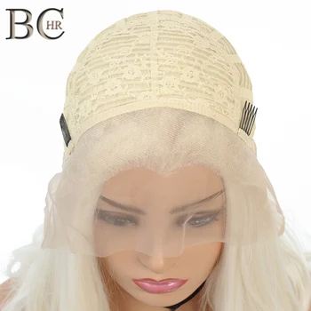BCHR 613 Blond Lasuljo Sintetičnih 13*2 Čipke Spredaj Lasulje za Bele žene Brezplačno Del Kratek Lasuljo Toplotno Odpornih Vlaken