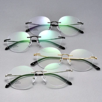 BCLEAR Zlitine Rimless Moda Ovalne Oblikovalec Očala Okvirji Moški Ženske Retro Okrogle Očala Lahke Spektakel Optični Okvir
