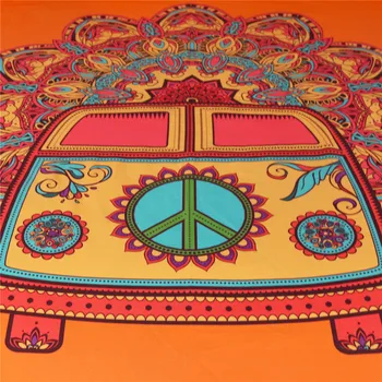 BeddingOutlet Mandala Tapiserija Hipi Vintage Avto Oranžno Steno Preprogo Mikrovlaken Mir Umetnosti Steni Visi Bohemian Doma Dekoracijo