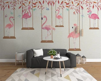 Beibehang ozadje po Meri zidana sodobno minimalistično risanka flamingo osebnost otroški sobi v ozadju stene 3d ozadje