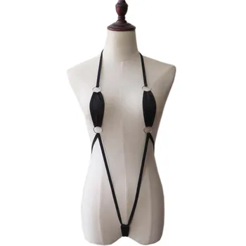 Bikini 2020 Seksi barva vratu Visi Povodec Kovinski obroč povezavo Izpostavljenih kopalke ženske enodelne kopalke ženske biquini bikini