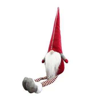 Božič Gnome Santa švedska Skandinavske Tomte Nisse z Dolge Noge Domačo Mizo Dekoracijo Plišastih Lutka Darilo za Rojstni dan (Rdeča)