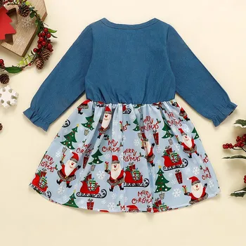 Božič Obleko Malčke Baby Girl Obleke Zahvalni Turčija Risanka Tiskanja Princesa Obleko Long Sleeve Zgornji Del Obleke, Otroci, Oblačila,