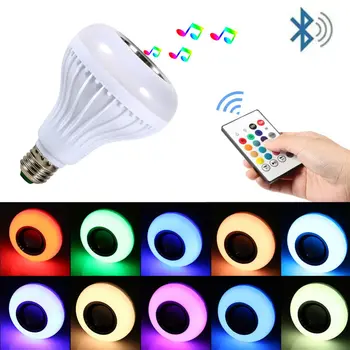 BRELONG LED Žarnice Bluetooth Zvočnik, E27 6W RGB Zamenjava Luči Brezžične Stereo Audio (Stereo zvok s 24-Tipko Daljinskega upravljalnika