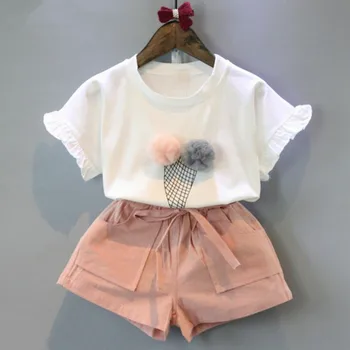 Brez Rokavov Otrok, Določa Moda Dekleta Obleke Malčka Otroci Baby Dekleta Obleke Obleke Cvet Tiskanja T-Shirt+Bowknot Hlače