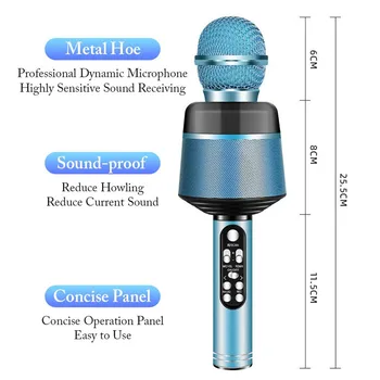 Brezžični Mikrofon Karaoke Profesionalni Ročni Bluetooth Kondenzatorski Mikrofon Z LED Luči KTV Petje Predvajalnik Mikrofon Za RAČUNALNIK