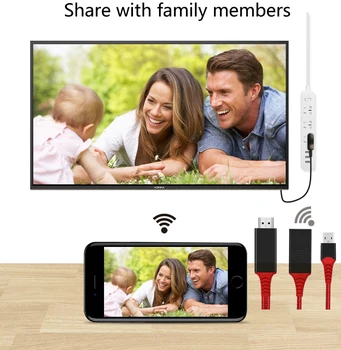 Brezžični WiFi Zrcaljenje Zaslona Kabel Cast Telefon s TV-sprejemnikom HD Video Pretvornik HDTV Adapter za IPhone 12 XS MAX Xiaomi Huawei Android