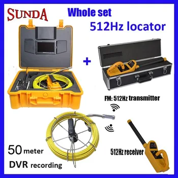 Cela 512hz sonda za pregledovanje cevi fotoaparat 50meter kabel 512hz oddajnik &sprejemnik ABS rumeno polje dvr video snemanje