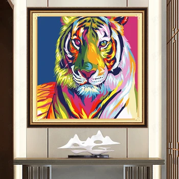 Celoten Kvadratni Diamond vezenje tiger DIY 3D Diamond slikarstvo Navzkrižno šiv Celoten Krog Diamond mozaik barve, živali