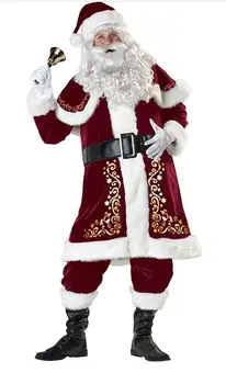 Celoten Sklop Božični Kostumi Santa Claus Za Odrasle Rdeče Božične Obleke Božiček Kostum Luksuznih Suit