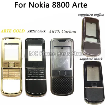 Celotno Ohišje Za Nokia 8800 Carbon Arte 8800 Sapphire ARTE Hrbtni Pokrovček Baterije Sredini Okvirja Ploščo, S Tipkovnico Gumb