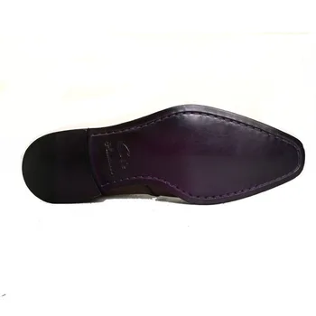 Cie kvadratni toe medaljon po meri ročno moške usnjene čevlje pristen tele usnje podplat moške slip-on vijolične barve patino loafer101
