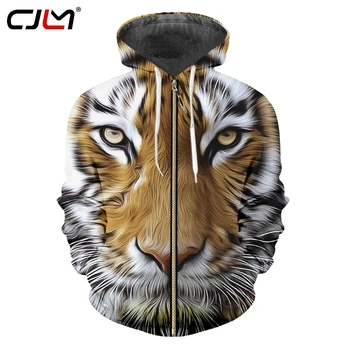 CJLM Moda 3D Vsem Natisnjeno Hoodie Živali Tiger Ženske/moški Zip Hooded Unisex Majica Jakno, ki so Hoody Streatwear Plašč